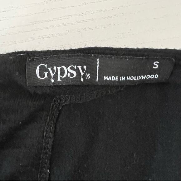 Gypsy Black tide dye design Long Sleeve Fitted Jersey Midi Dress size Small (137 - Picture 5 of 8